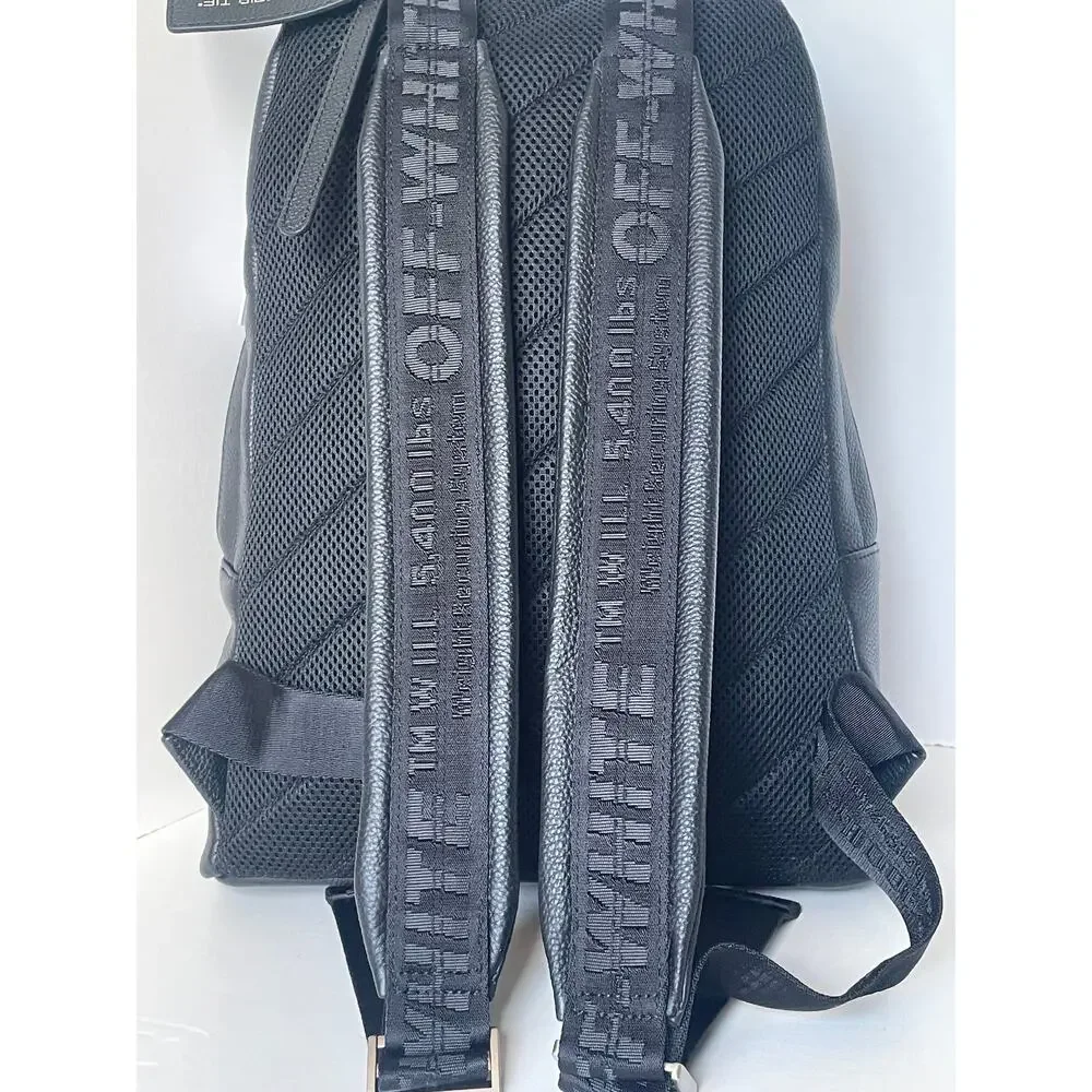 Off-White Industrial Strap Pebbled Leather Backpack Large Diagonal Stripe